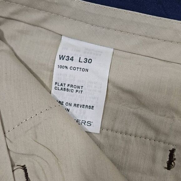 Dockers Flat Front Classic Fit 34 x 30 Brown Dress Pants - Picture 4 of 6